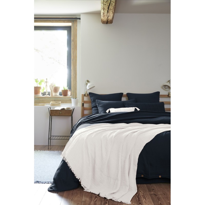 Plaid à franges GAIA en gaze de coton – Douceur et élégance pour votre intérieur
