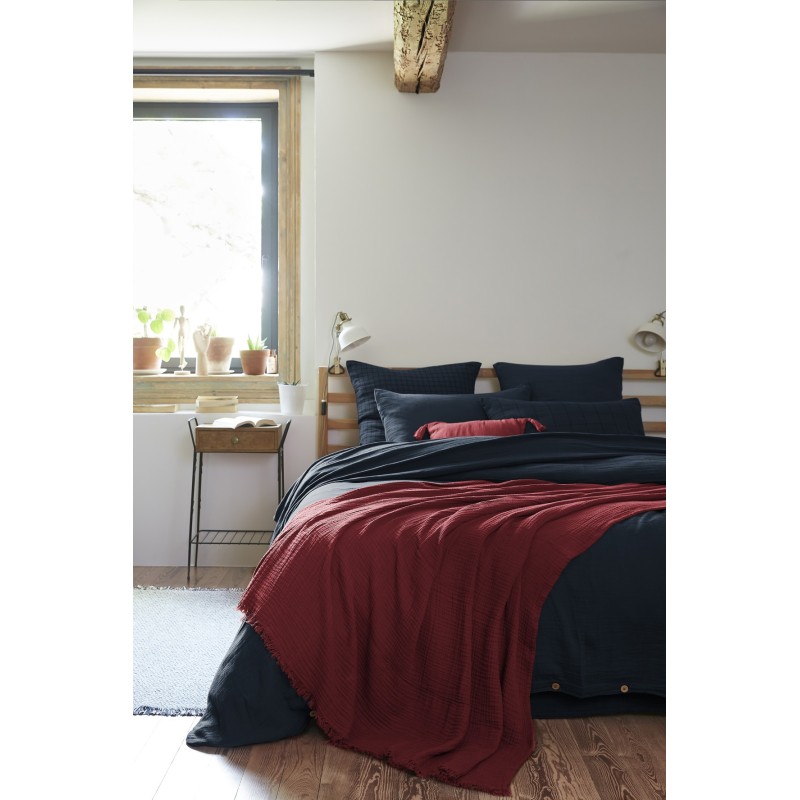 Plaid à franges GAIA en gaze de coton – Douceur et élégance pour votre intérieur