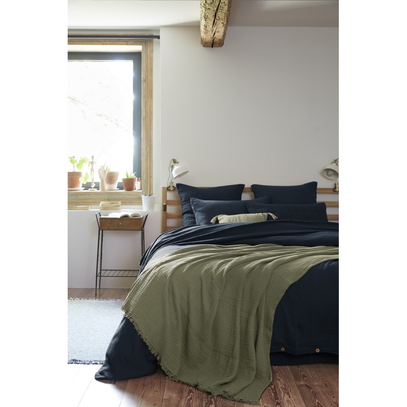 Plaid à franges GAIA en gaze de coton – Douceur et élégance pour votre intérieur