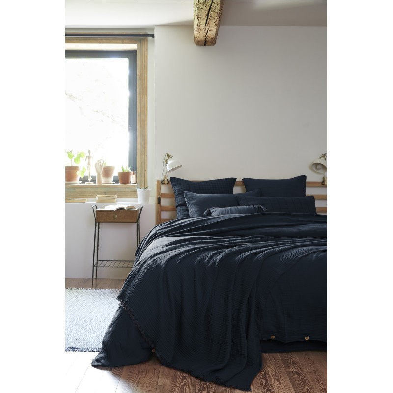 Plaid à franges GAIA en gaze de coton – Douceur et élégance pour votre intérieur