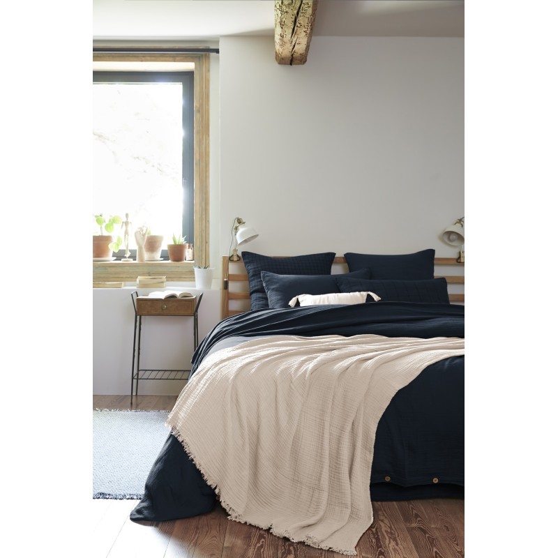 Plaid à franges GAIA en gaze de coton – Douceur et élégance pour votre intérieur