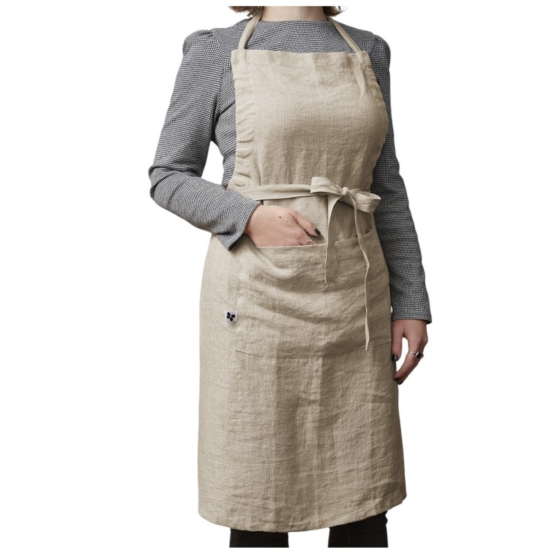 Tablier ajustable en lin lavé SOLINE – Élégance et praticité en cuisine