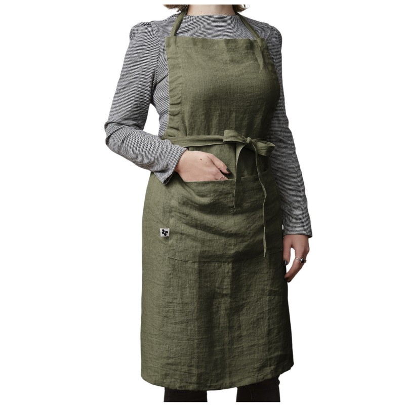 Tablier ajustable en lin lavé SOLINE – Élégance et praticité en cuisine
