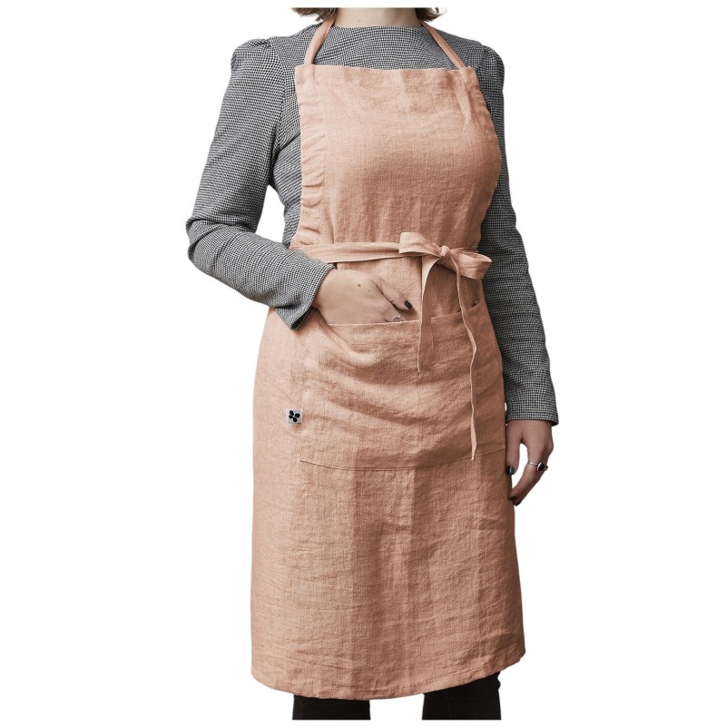 Tablier ajustable en lin lavé SOLINE – Élégance et praticité en cuisine