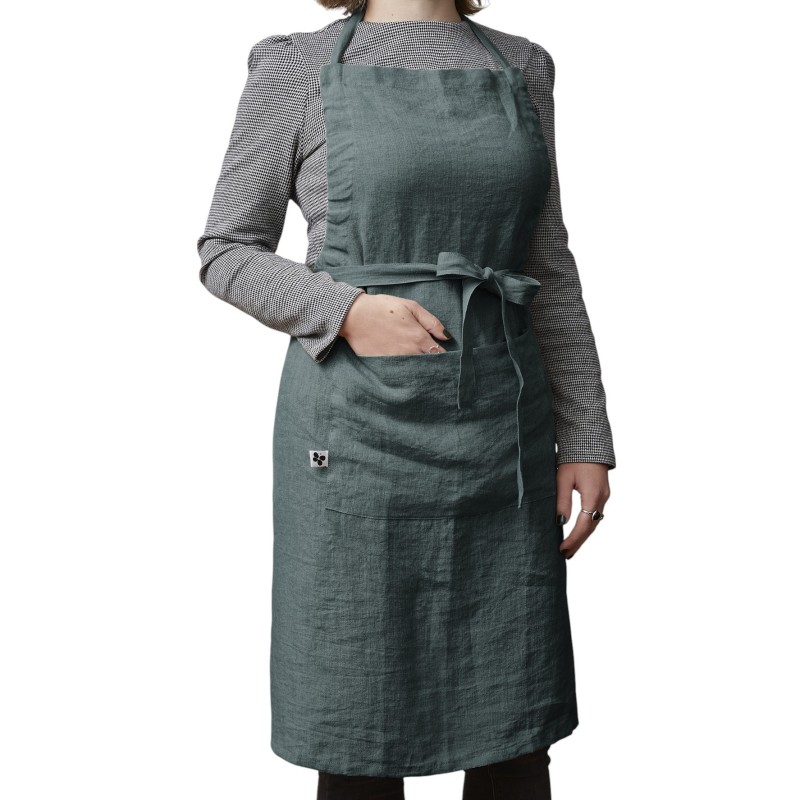 Tablier ajustable en lin lavé SOLINE – Élégance et praticité en cuisine