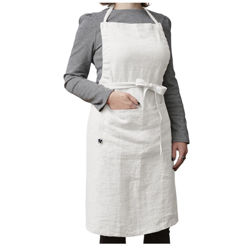 Tablier ajustable en lin lavé SOLINE – Élégance et praticité en cuisine