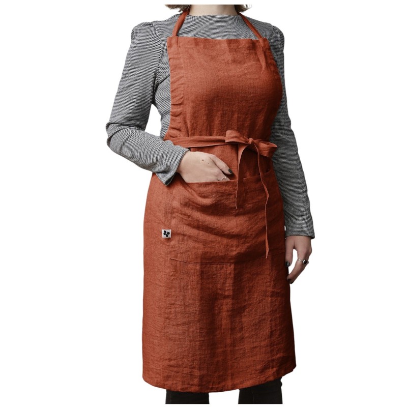 Tablier ajustable en lin lavé SOLINE – Élégance et praticité en cuisine
