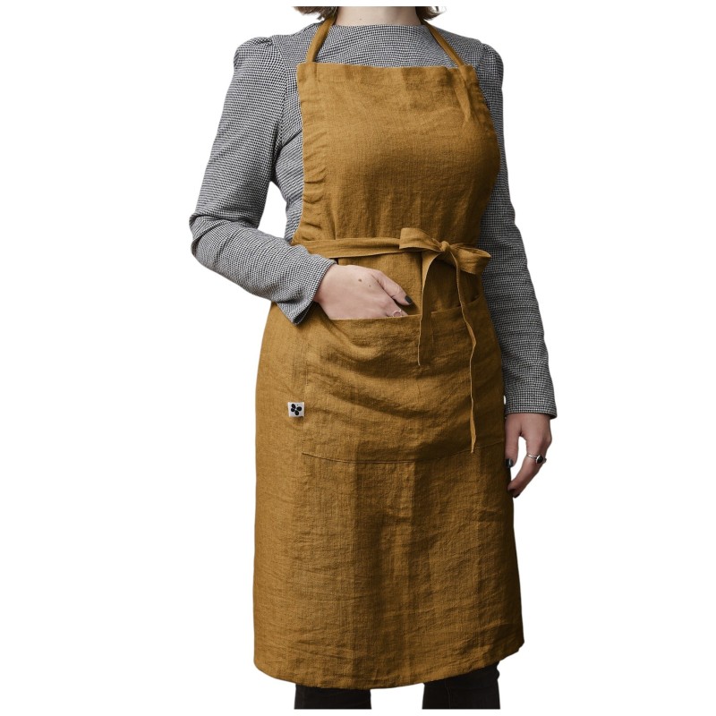 Tablier ajustable en lin lavé SOLINE – Élégance et praticité en cuisine