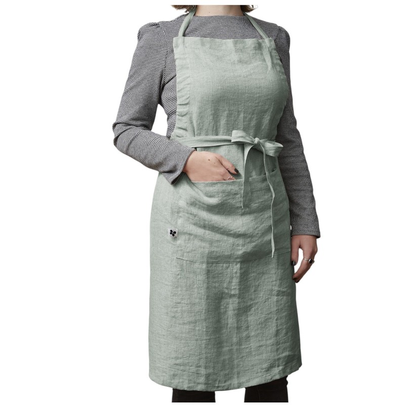 Tablier ajustable en lin lavé SOLINE – Élégance et praticité en cuisine