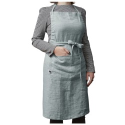 Tablier ajustable en lin lavé SOLINE – Élégance et praticité en cuisine