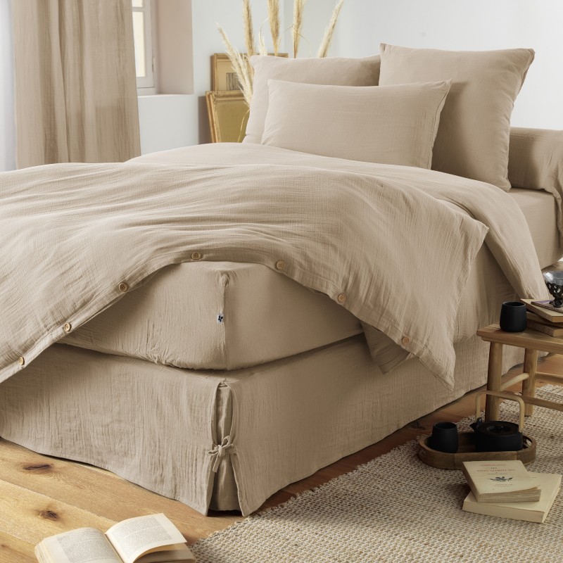 Drap housse en gaze de coton Gaia