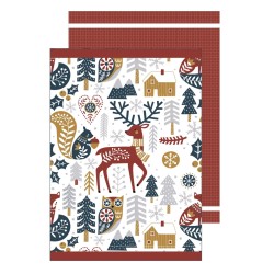 Lot de 2 torchons Animaux d hiver