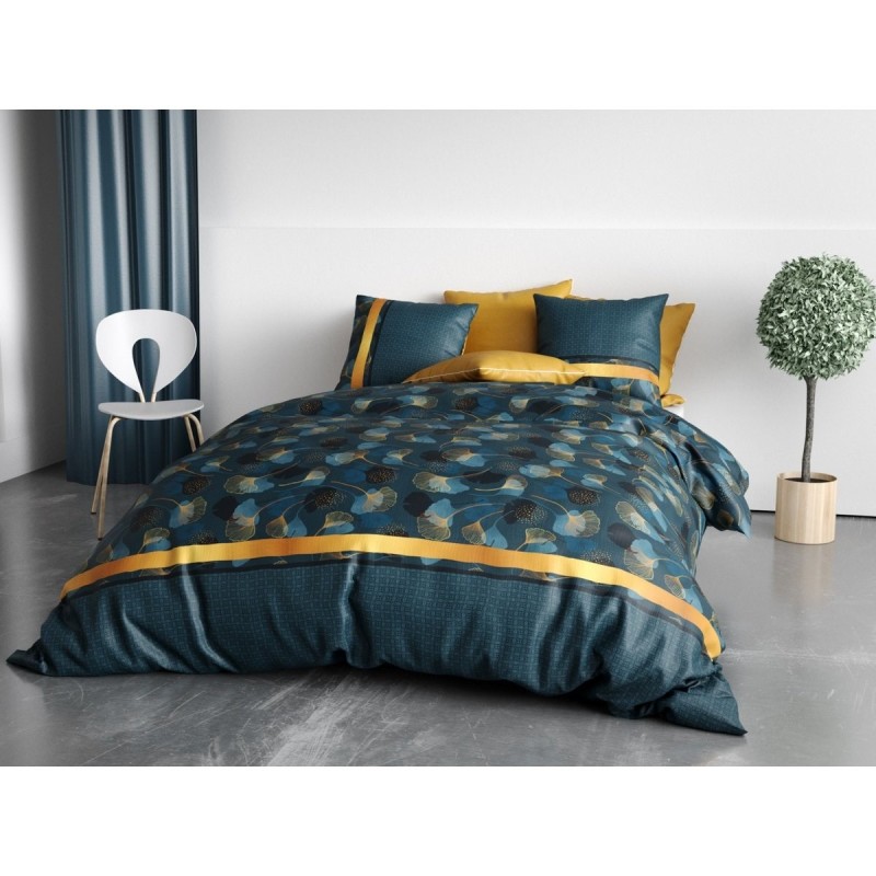 Housse couette + taie Feuilles Gincko