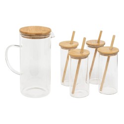 Coffret Pichet avec 4 Chopes et Pailles – Collection Orangeade