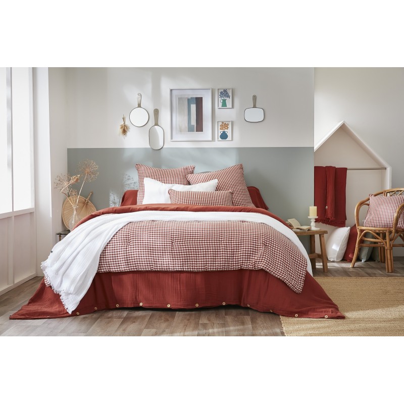 Bout de lit gaze de coton Vickie vichy