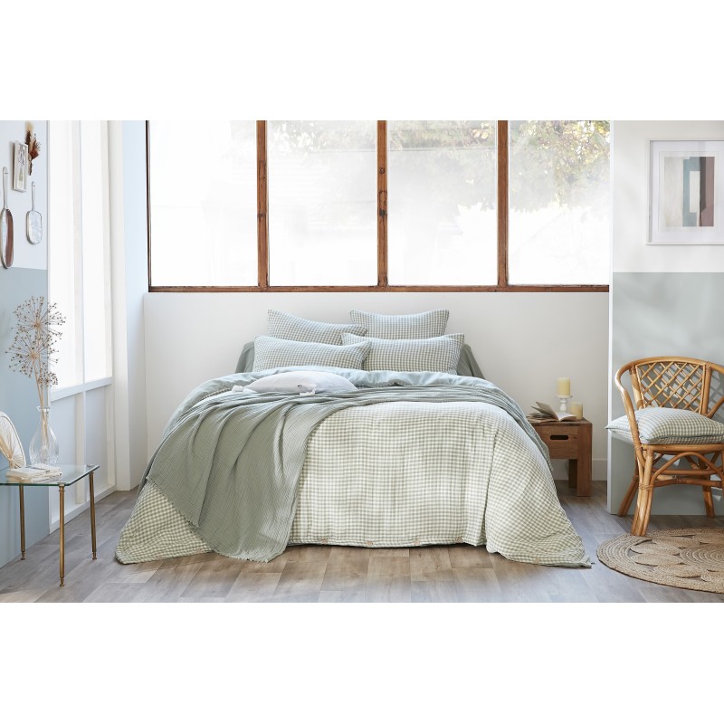 Bout de lit gaze de coton Vickie vichy