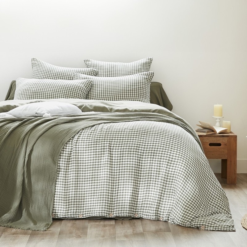 Bout de lit gaze de coton Vickie vichy